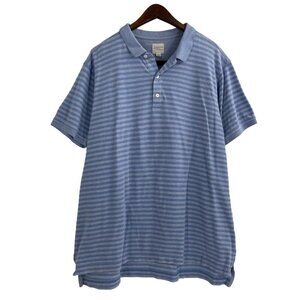 J. Hilburn Blue Striped Slim Fit Short Sleeve Polo Shirt Mens XL 100 % Cotton